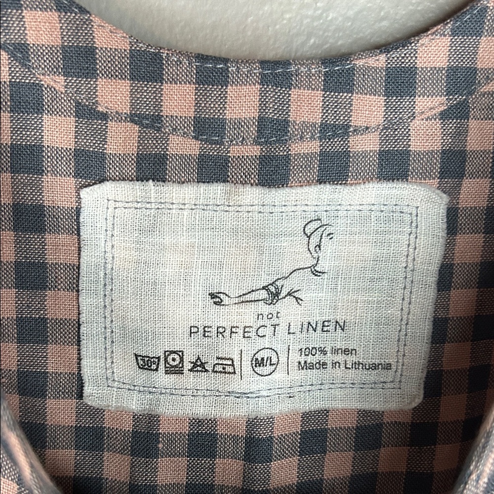 notPERFECTLINEN Pink and Gray Gingham Midi Dress - Picture 4 of 6